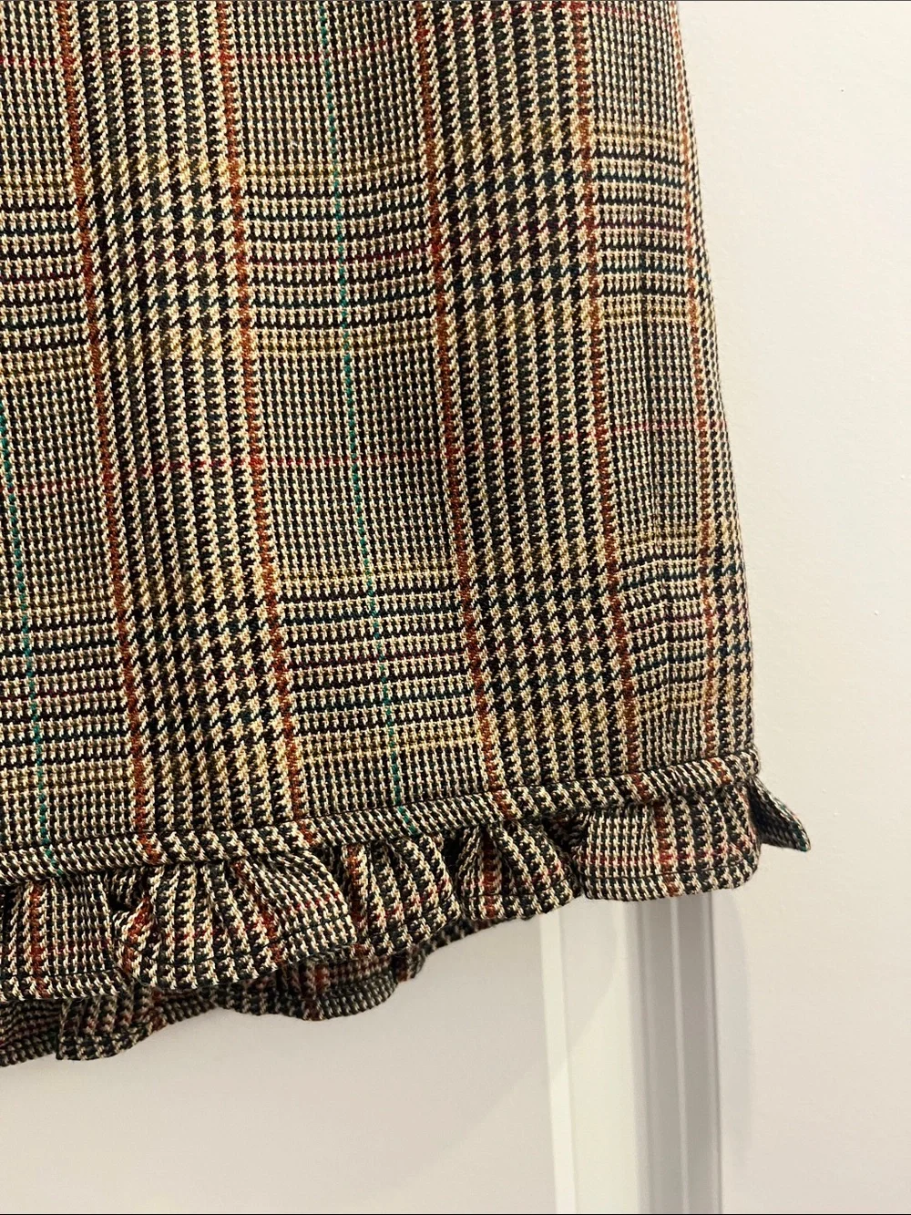 J. Crew Plaid A-Line Skirt with Ruffle Hem - Brown and Tan